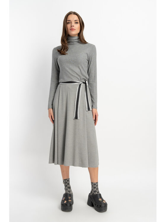 CLICK CLICK Midi sukně 50-712 Šedá Comfort Fit