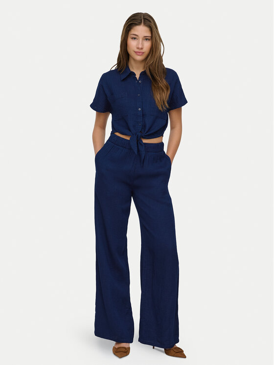 ONLY ONLY Bavlnené nohavice Leoni 15367285 Tmavomodrá Regular Fit