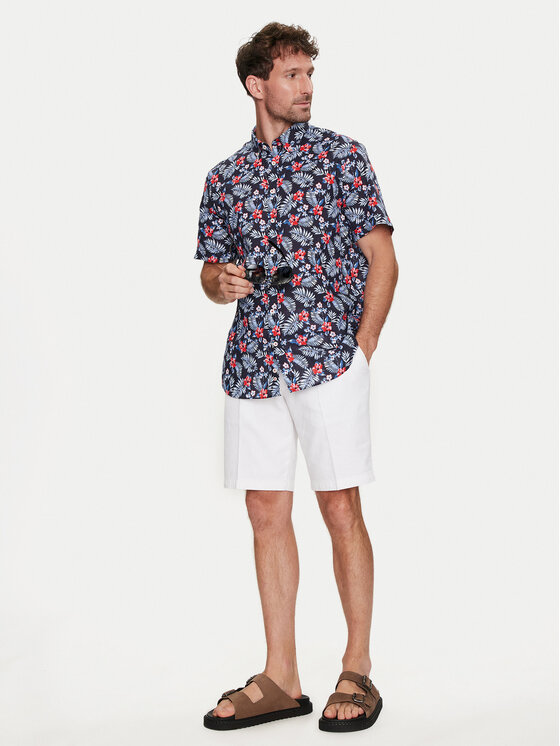Bugatti Bugatti Marškiniai 9450 58333A Tamsiai mėlyna Slim Fit