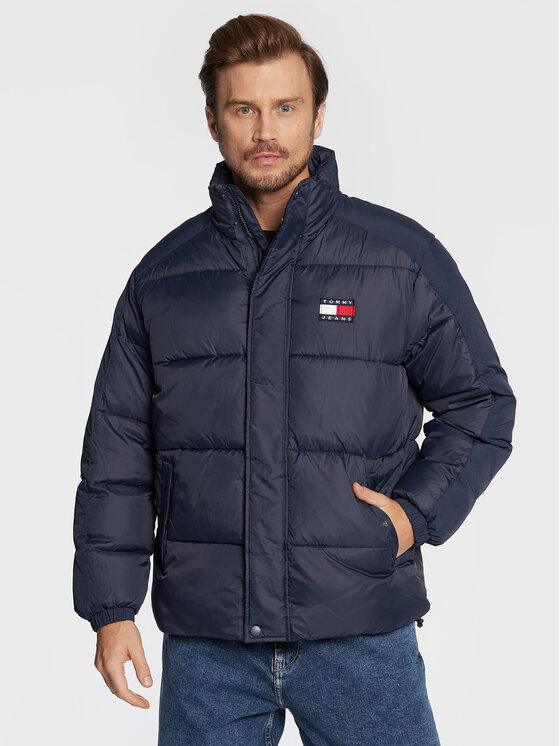 Tommy Jeans Пухено яке Tonal Badge DM0DM15121 Тъмносин Regular Fit