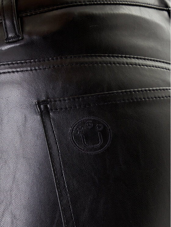 HUGO HUGO Műbőr nadrág Hableu-1 50542417 Fekete Slim Fit