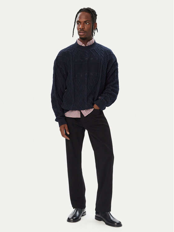 Tommy Jeans Tommy Jeans Sweter Flag DM0DM23614 Granatowy Relaxed Fit
