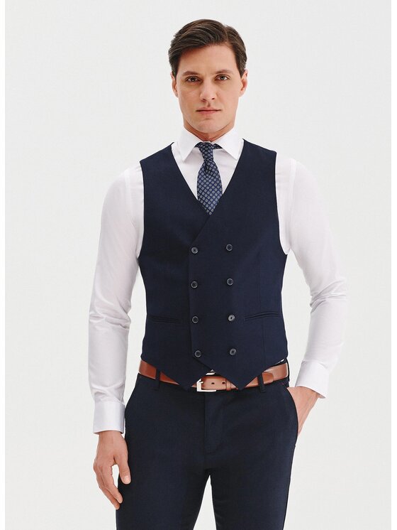 Pako Lorente Pako Lorente Kamizelka P25SF-8X-005 Granatowy Slim Fit