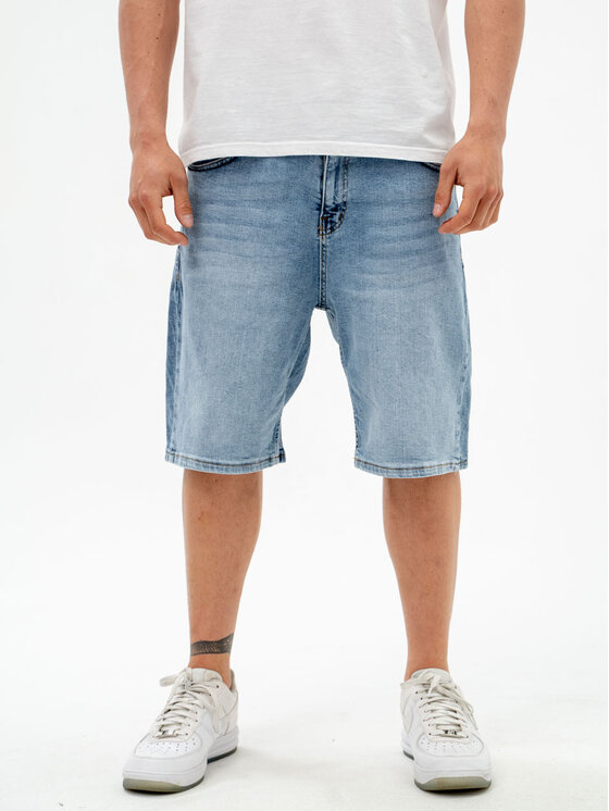 Jigga Wear Jigga Wear Szorty jeansowe Krótkie Spodenki Jeansowe Męskie Jasne Niebieski Jigga Wear Small Outline Crown L Niebieski Regular Fit