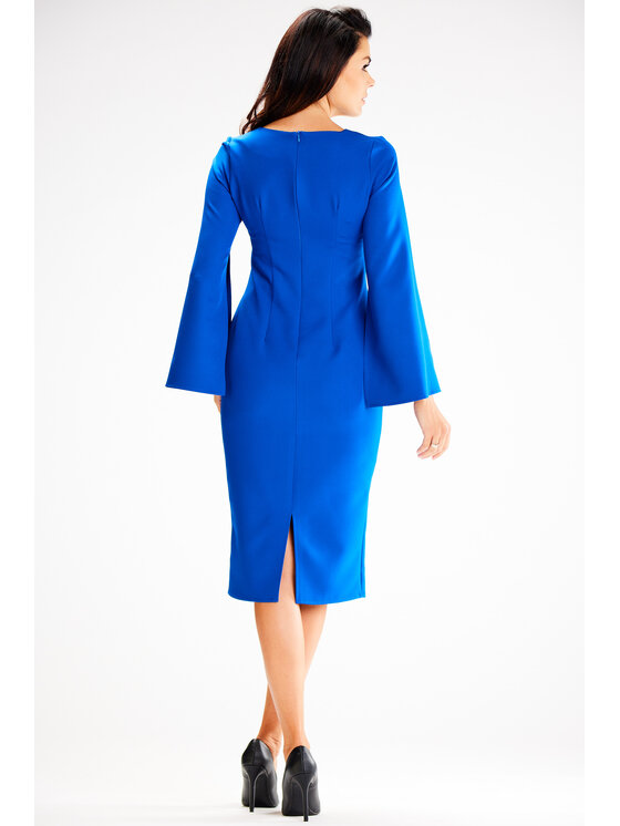 Awama Awama Večerné šaty A596 Modrá Basic Fit