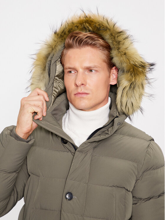 Hetregó Hetregó Пухено яке Parker 8K436M 23WU07 Сив Regular Fit