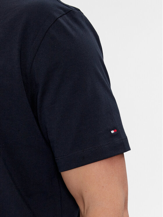 Tommy Hilfiger Tommy Hilfiger T-Shirt Script Logo Tee MW0MW33691 Granatowy Regular Fit
