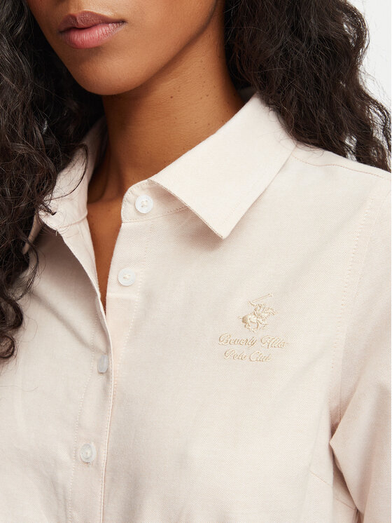 Beverly Hills Polo Club Beverly Hills Polo Club Rochie tip cămașă L3631 Bej Regular Fit