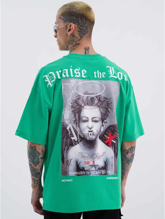 Machinist Machinist T-Shirt Koszulka Z Krótkim Rękawem Oversize Czarna Machinist Bad Angels S Zielony Oversize