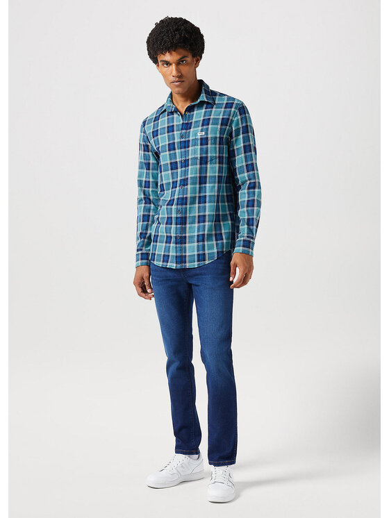 Wrangler Wrangler Camicia LONG SLEEVE ONE POCKET SHIRT Blu Regular Fit