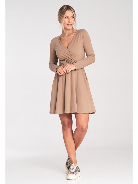 FIGL FIGL Sukienka koktajlowa M1050 Beżowy A-Line Fit