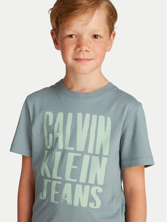 Calvin Klein Jeans Calvin Klein Jeans Tričko Slogan Graphic IB0IB02459 Modrá Regular Fit