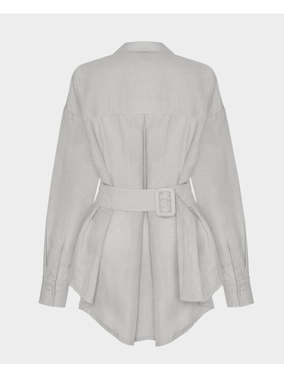 BENU BENU Koszula Lniana Szary Oversize