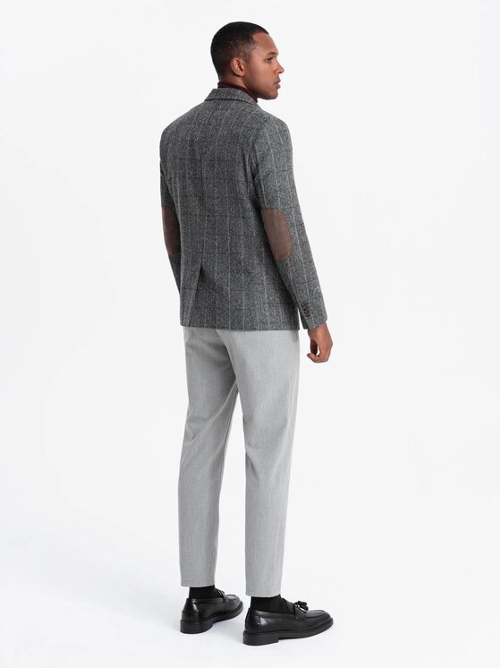 Ombre Ombre Marynarka OM-BLZB-0137 Szary Regular Fit