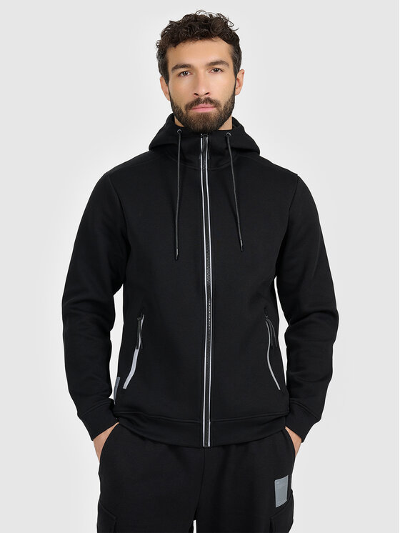 4F 4F Bluza BRIGHT TRACK Czarny Regular Fit