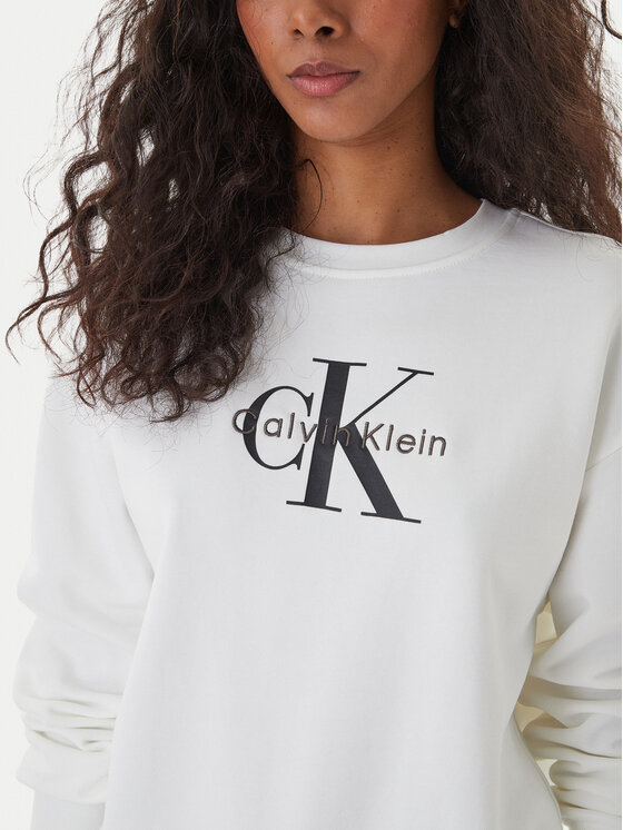 Calvin Klein Calvin Klein Суитшърт Monologo LV047B234G Бял Relaxed Fit