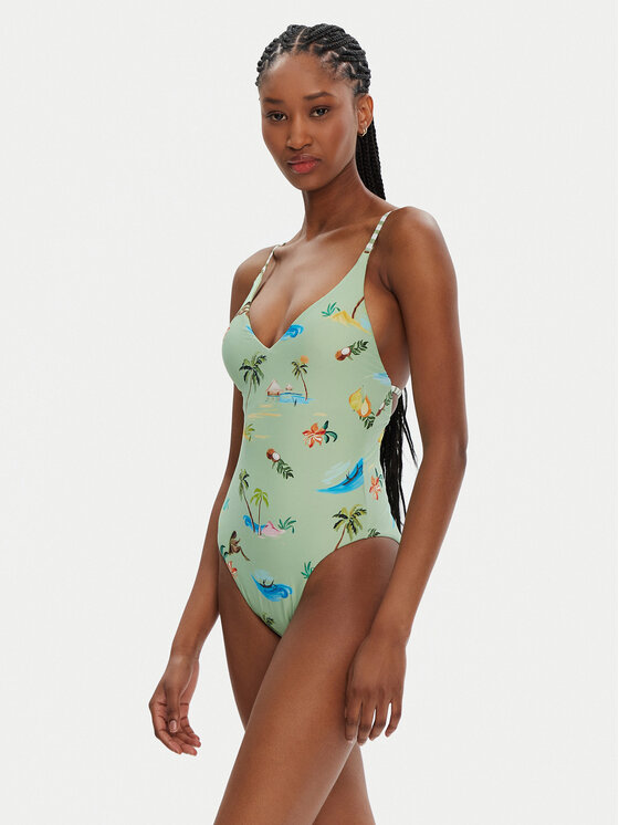 Seafolly Seafolly Női fürdőruha Isla Palm 11071-216 Zöld