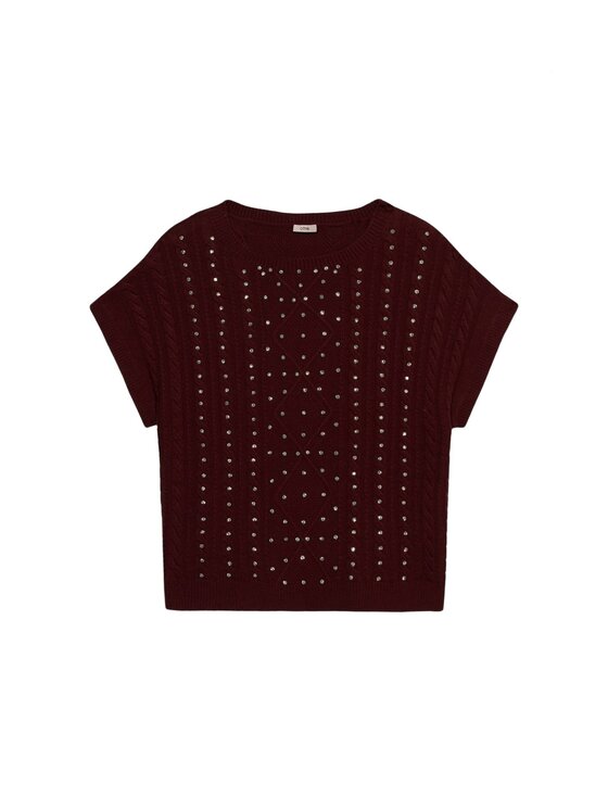 Oltre Oltre Sweter M501E001876N036 Bordowy Baggy Fit