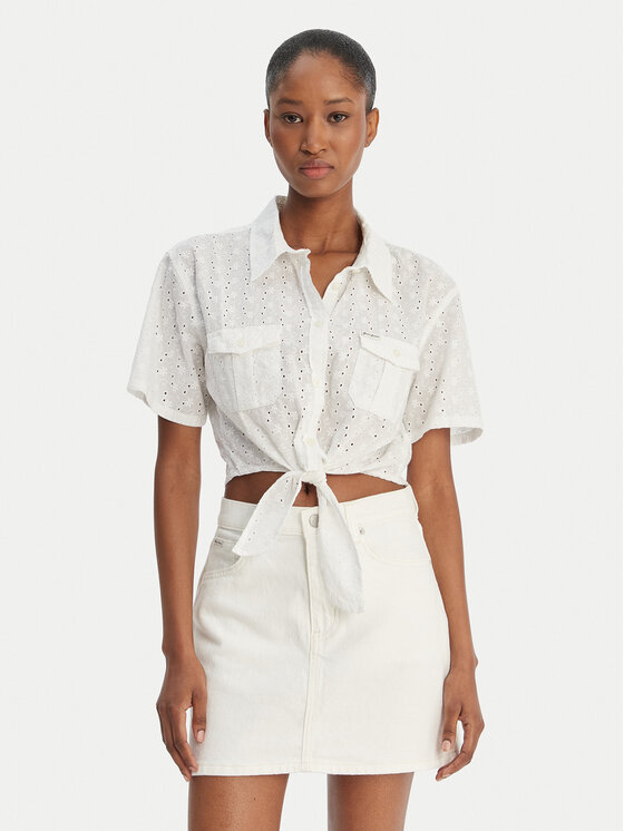 Guess Guess Särk W6GHA3 WO331 Valge Regular Fit