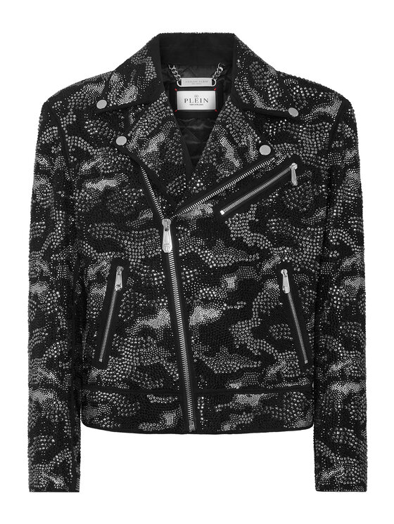 PHILIPP PLEIN PHILIPP PLEIN Kurtka skórzana 21073 Czarny Regular Fit