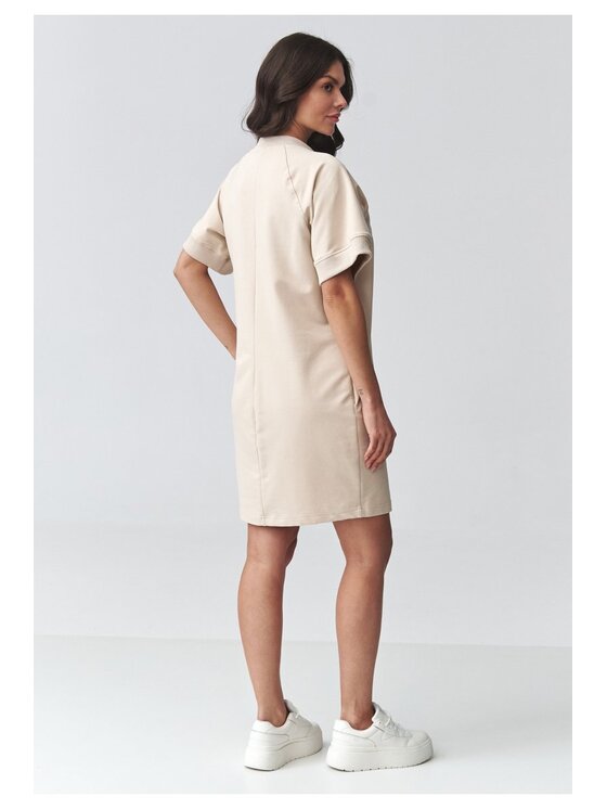 Makadamia Makadamia Sukienka codzienna M920 Beżowy Loose Fit