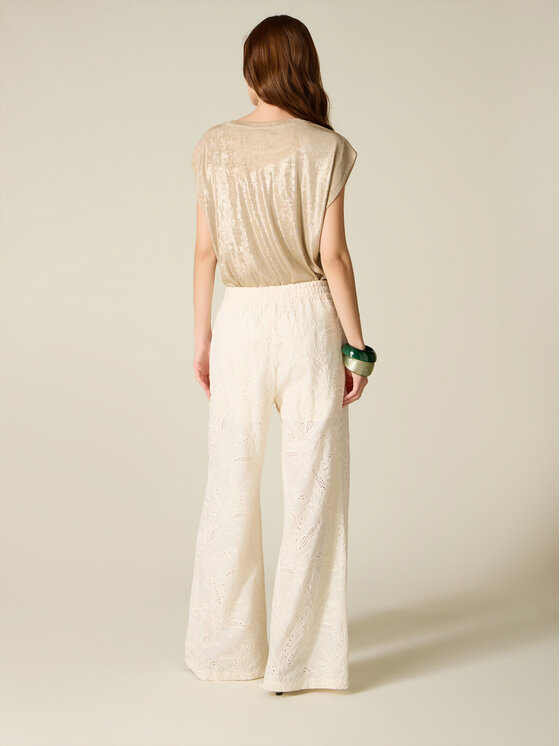 Oltre Oltre Spodnie materiałowe P020J002478N021 Biały Baggy Fit