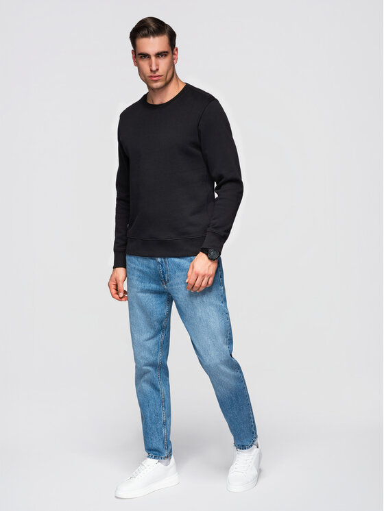 Ombre Ombre Bluza OM-SSBN-0271 Czarny Regular Fit