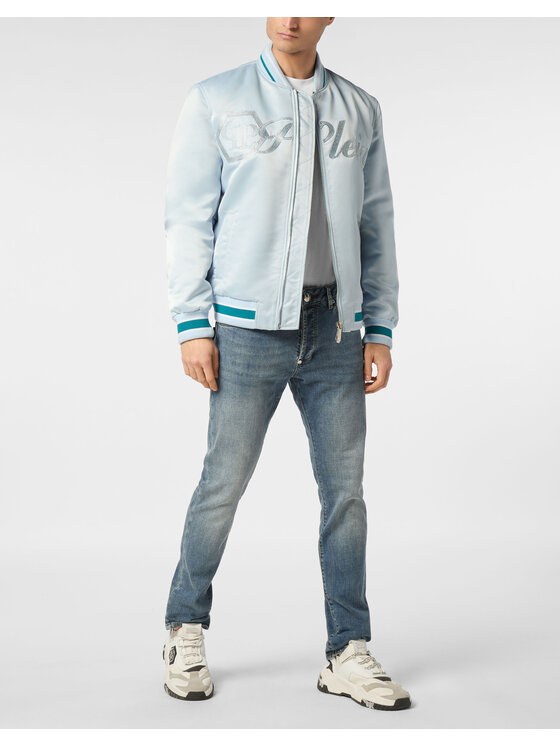 PHILIPP PLEIN PHILIPP PLEIN Kurtka bomber 24315 Niebieski jasny Regular Fit