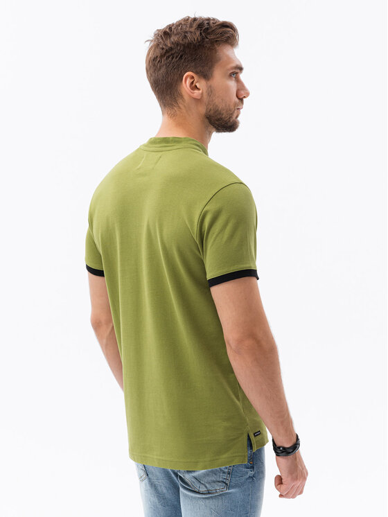 Ombre Ombre Polo OM-TSCT-0156 Zielony Slim Fit