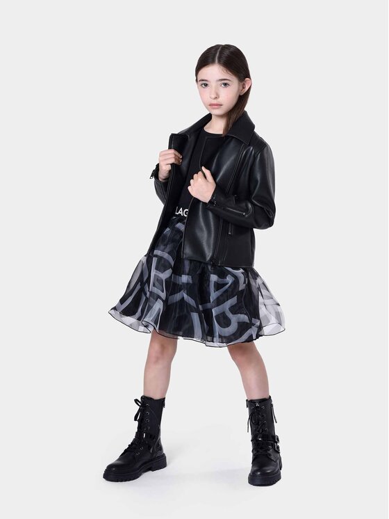Karl Lagerfeld Kids Karl Lagerfeld Kids Kurtka z imitacji skóry Z16161 S Czarny Regular Fit