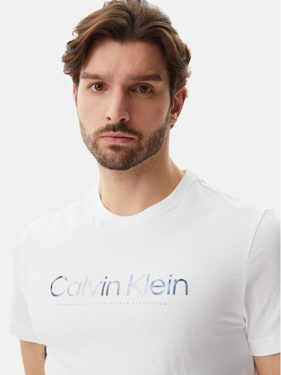 Calvin Klein Calvin Klein T-Shirt Satin Bonded Logo K10K114162 Biały Regular Fit