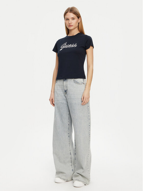 Guess Guess Marškinėliai V5GI02 K9RM1 Tamsiai mėlyna Slim Fit