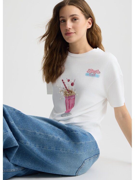 Liu Jo Liu Jo T-Shirt WA5342JS923M9503 Biały Regular Fit