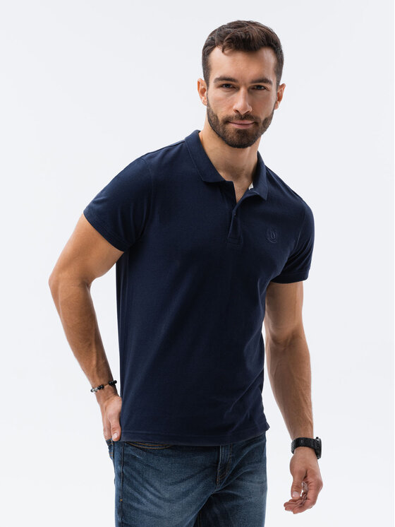 Ombre Ombre Komplet 3 koszulek polo Z28 Granatowy Regular Fit