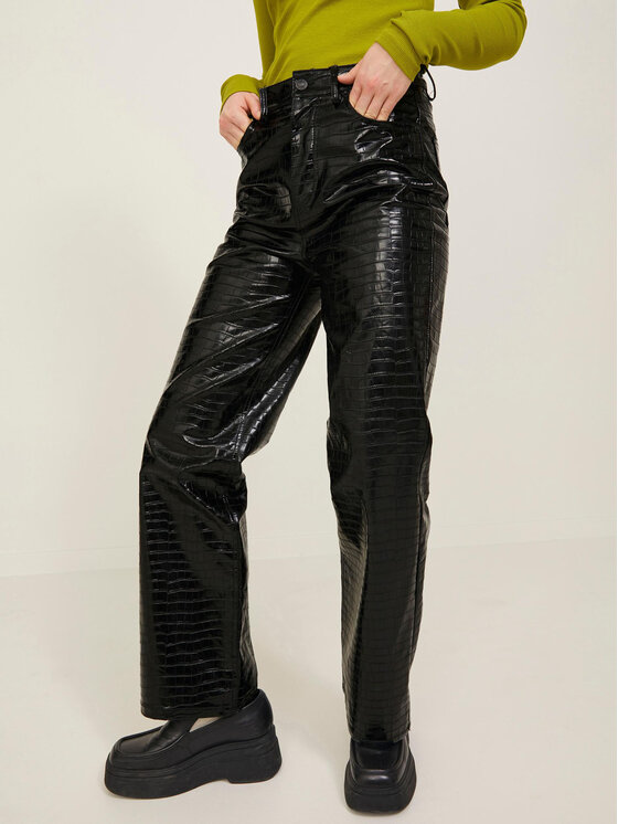 JJXX JJXX Dirbtinės odos kelnės Kenya 12201557 Juoda Regular Fit