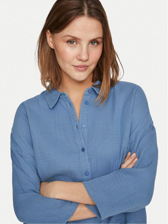 Vila Vila Camicia Lania 14089485 Blu scuro Regular Fit