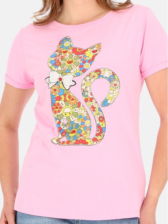 Perso Perso T-Shirt TCE245036F Różowy Regular Fit