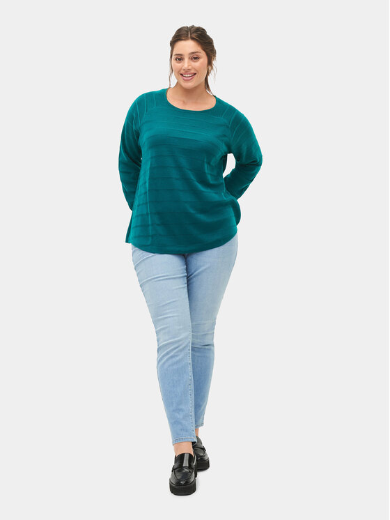 Zizzi Zizzi Пуловер M61198A Зелен Regular Fit