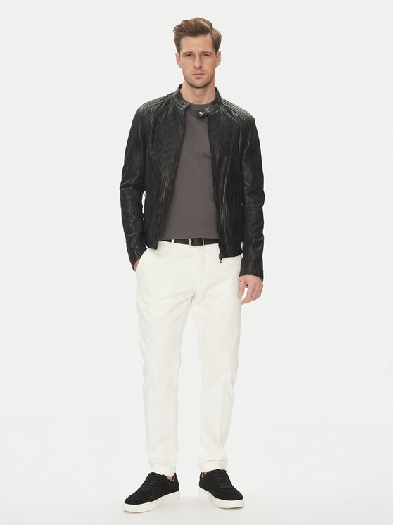 Serge Pariente Serge Pariente Odinė striukė Leni Juoda Slim Fit