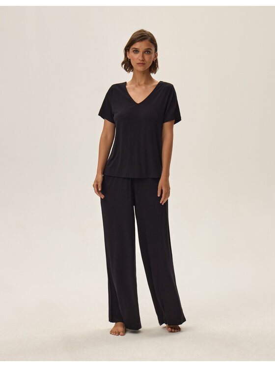 Esotiq Esotiq Piżama 42062 Czarny Regular Fit