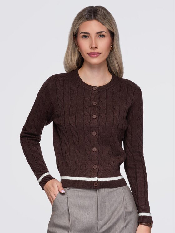 Ombre Ombre Svetr OW-SW-E0028 Hnědá Slim Fit