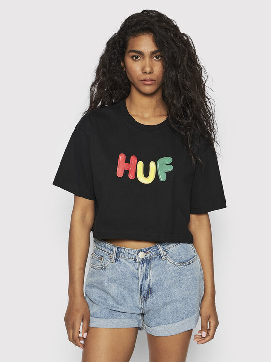 HUF Tricou Gummed WTS0049 Negru Relaxed Fit