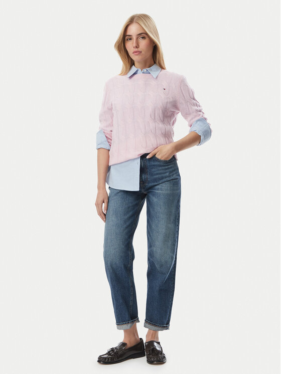 Tommy Hilfiger Tommy Hilfiger Pulover WW0WW43586 Svetlo rožnata Regular Fit