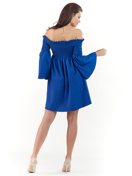 Awama Awama Sukienka letnia A228 Niebieski Basic Fit