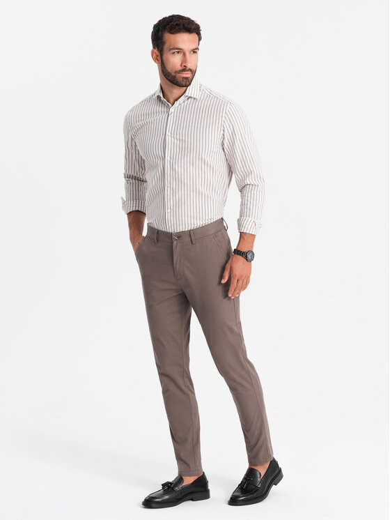Ombre Ombre Chinosy OM-PACP-0183 Brązowy Regular Fit