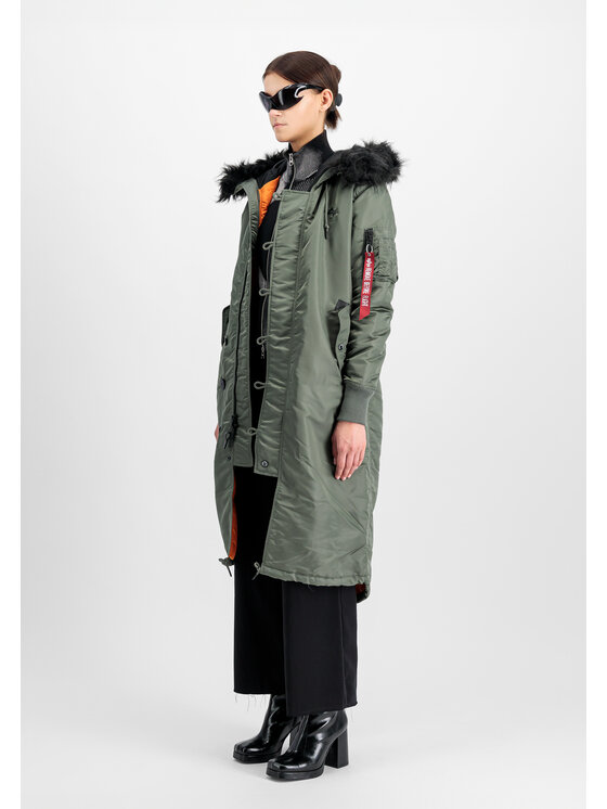Alpha Industries Alpha Industries Kurtka zimowa Long Fishtail Field Jacket Women Zielony Regular Fit