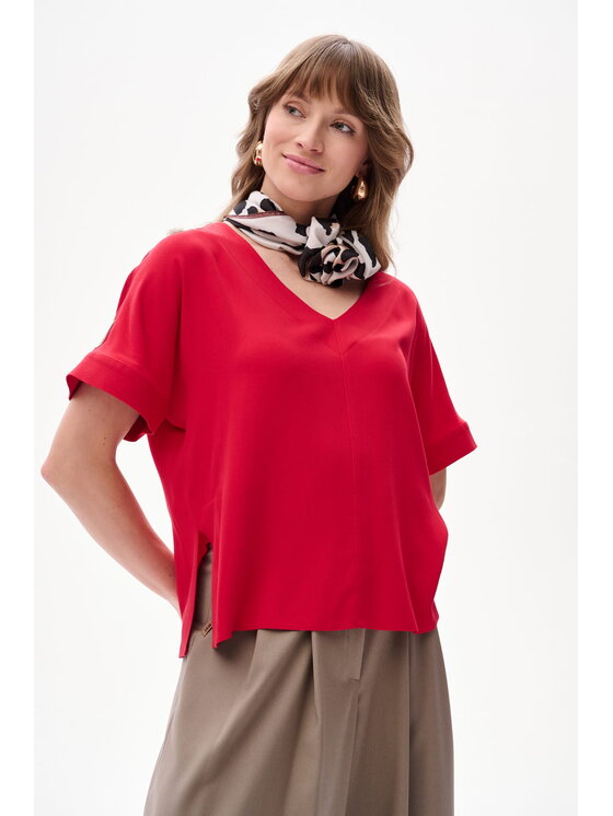 blue shadow blue shadow Bluzka Texo Czerwony Regular Fit