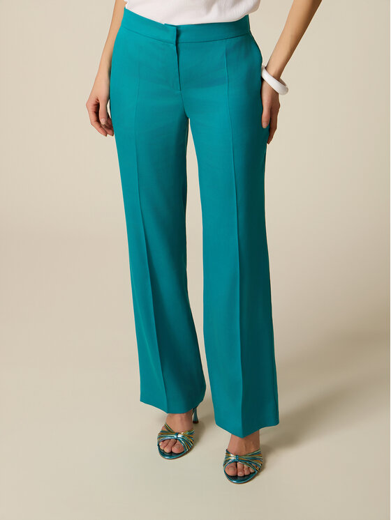 Oltre Oltre Pantaloni di tessuto P03ER109361N025 Turchese Regular Fit