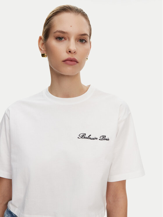 Balmain Balmain T-krekls DF1EE020BC78 Balts Regular Fit