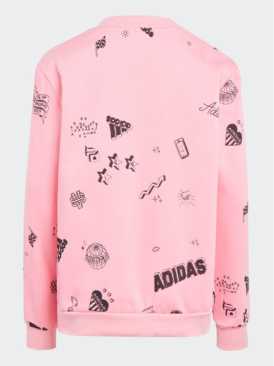 adidas Sweatshirt Brand Love Allover Print IA1576 Rosa Loose Fit